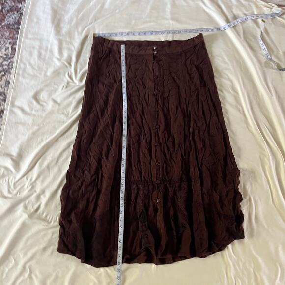 NWT Vtg Y2K 2000s Brown Embroidered Maxi Skirt Plus 2X Boho Forest Fairy Grunge - Picture 7 of 7